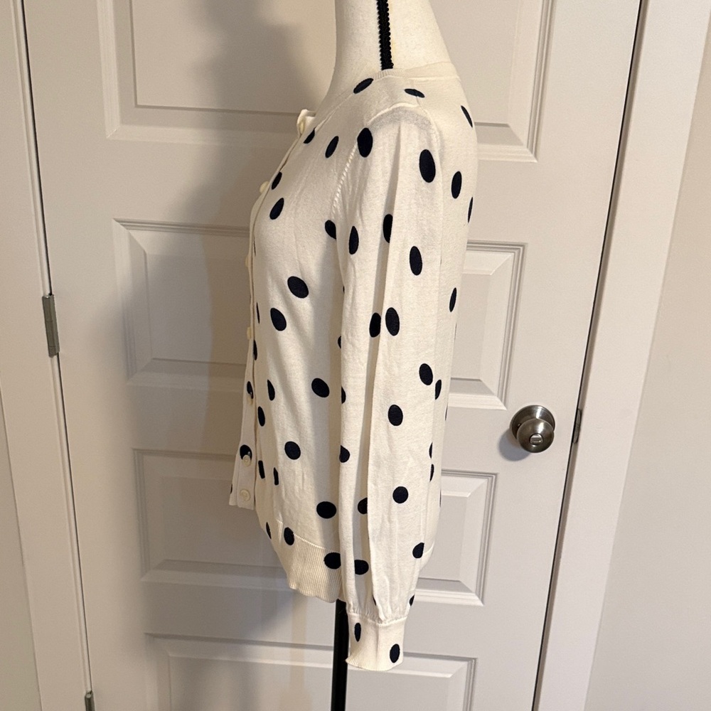 LOFT White and Black Polka Dot Cardigan - Picture 3 of 8